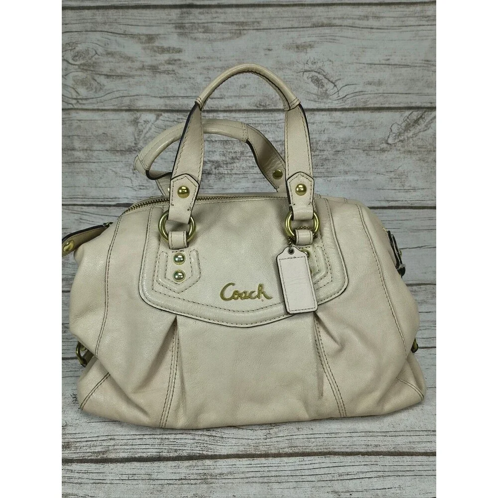 Coach Ashley Cream Leather Handbag Shoulder Bag